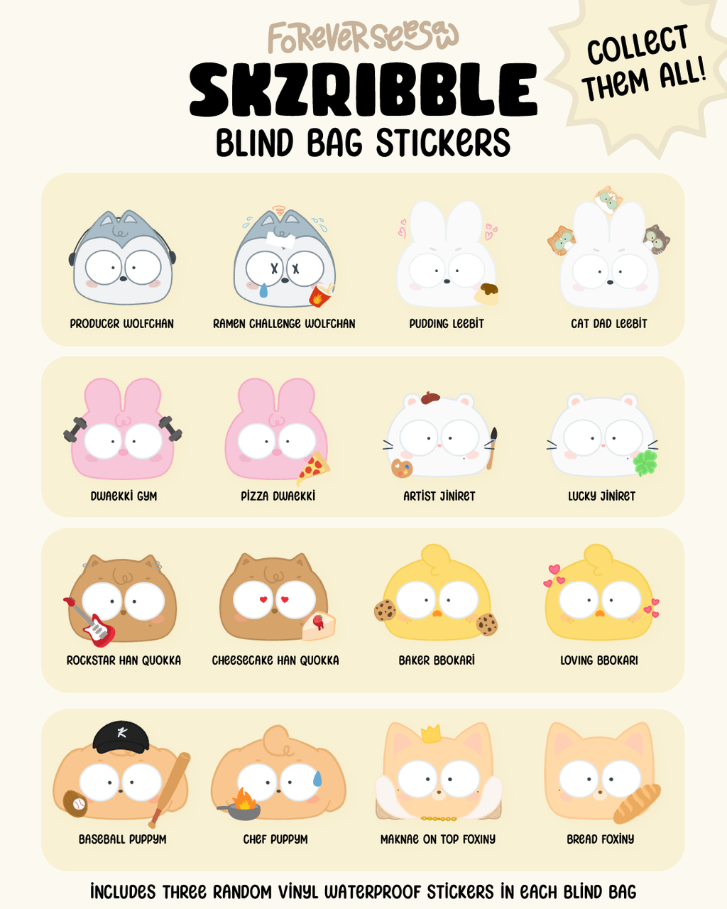[NEW] SKZRIBBLE Sticker Blind Bags